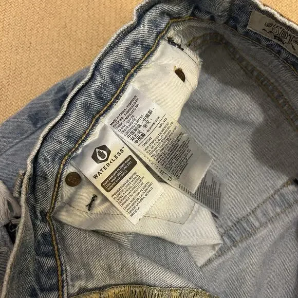 Levis 501 150th Anniversary Selvedge Distressed Patchwork Lightwash Jeans 34x34